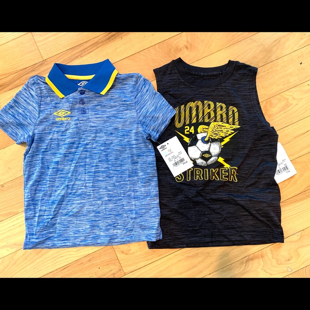 2 umbro boys XS 4/5 shirts- NWT